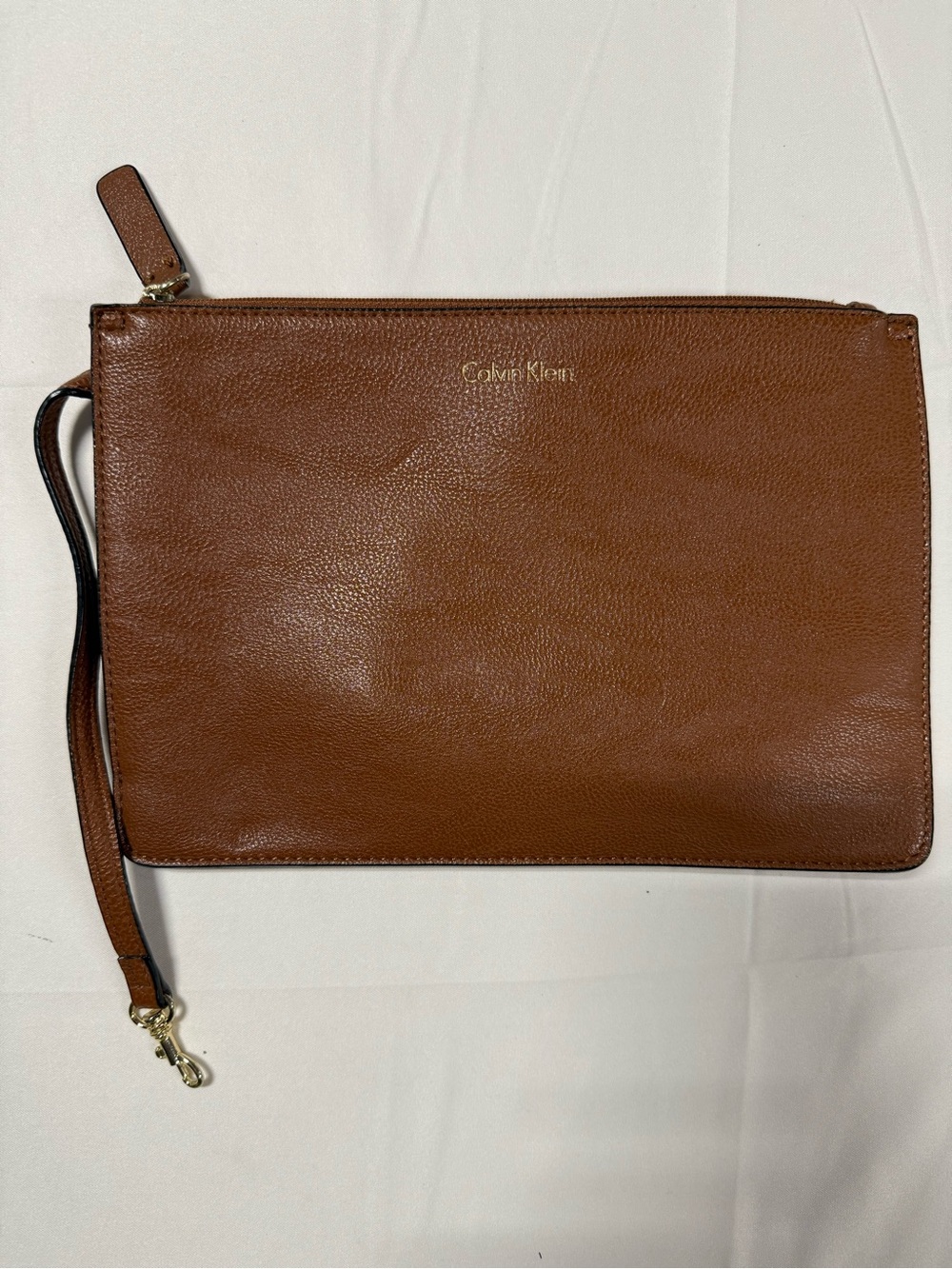 Calvin Klein Cognac Brown Wristlet Clutch Pouch
